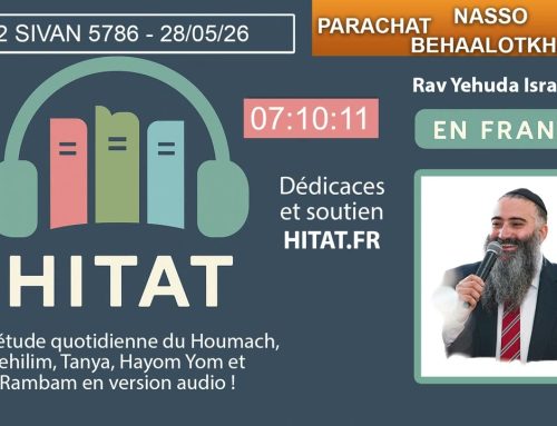 PARACHAT NASSO BEHAALOTKHA (35 36) – HITAT DU JOUR 12 SIVAN 5786 – 28 Mai 2026